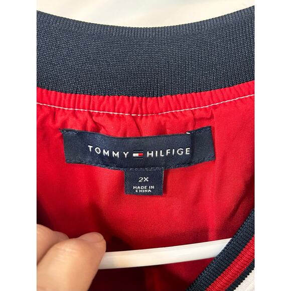 Tommy Hilfiger Womens Plaid Patchwork Varsity Jacket Colorful Multicolor Size 2X - Picture 7 of 12